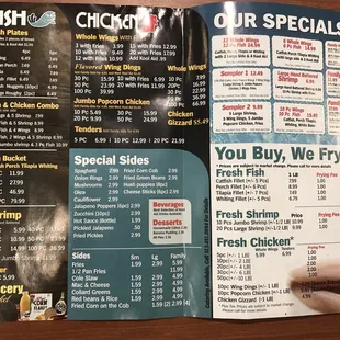 menu and prices
