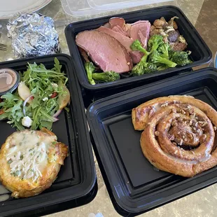 Easter Brunch. Spiral Ham, Crab Quiche and a VERY large cinnamon bun!