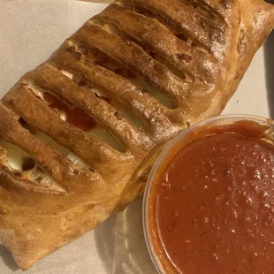 Stromboli with pepperoni and sausage