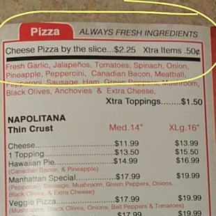 menu