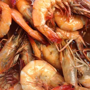 Freshly boiled jumbo shrimp!