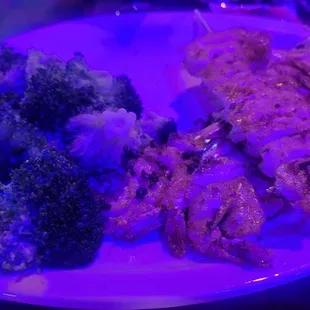 Fried Lamb Chops, Rice Pilaf and Broccoli