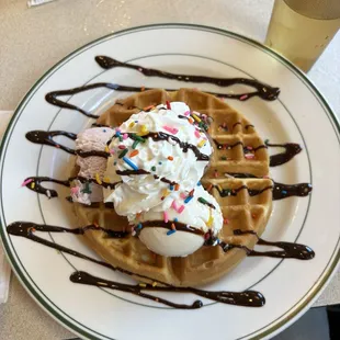 Waffle with ice cream