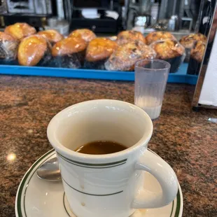 A half empty coffee cup