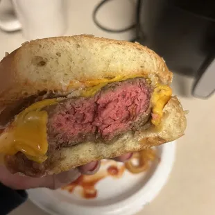 Asked for a well done burger this is what they sent. Barf.