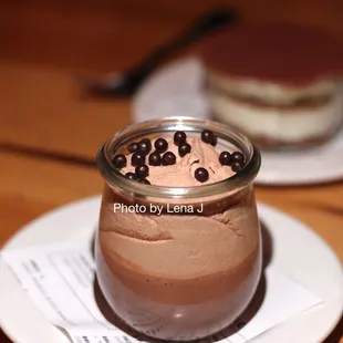 Mike's Favorite Budino ($10) - Italian chocolate pudding, whipped cream, chocolate cake core. Extremely rich.