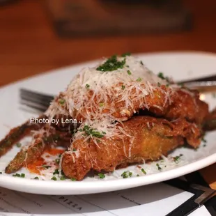 Fritti ($15) - squash blossoms, ricotta, hot honey