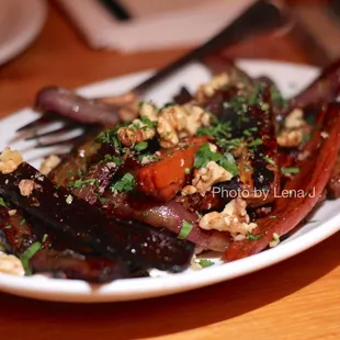Roasted Carrots ($12) - bourbon agrodolce, whipped ricotta, walnut. Really salty.