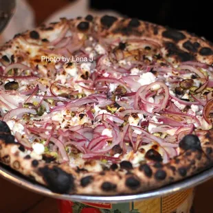 Red Onion and Pistachio Pizza