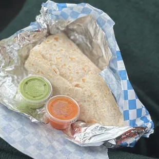 A larger than average breakfast burrito.