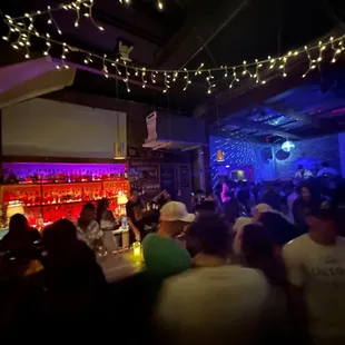 Inside on a Saturday night.