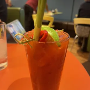 a bloody drink on a table