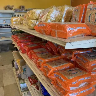 shelves of various types of bread
