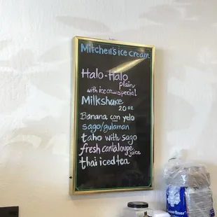 Dessert Menu on wall