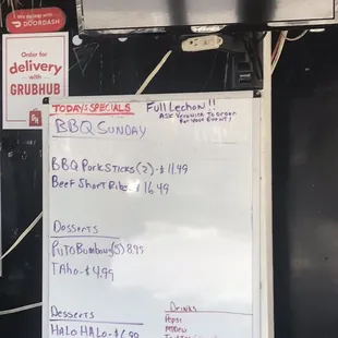 Check their FB for their daily menu. They also had chicken today, but it was gone by 12:30 and they open at 11.