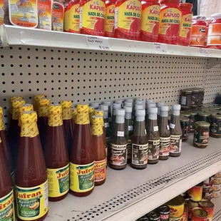 shelves of condiments and condiments