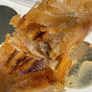 Banana wrapped sweet dessert.