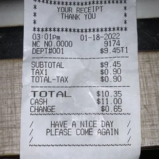 Receipt for 2 item combo (rice with BBQ pork and BBQ chicken) on 2022/01/18