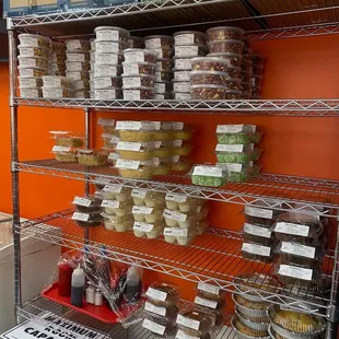 shelves of food