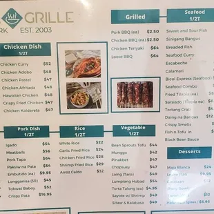 Catering menu Dec. 2023