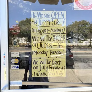 Closure dates: July 8-16th 2024