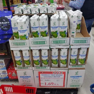 a cart of coconut water
