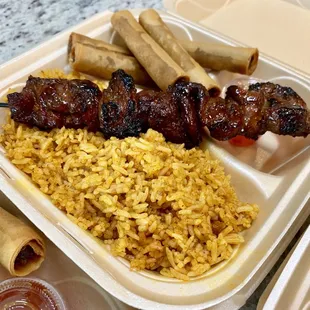 Combo meal:  Java Rice, meat stick and Lumpia