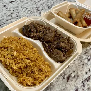 Combo meal:  Pork Adobo, Java Rice and Lumpia