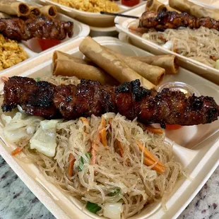 Combo meals:  Veggie Pancit, Meat stick and Lumpia