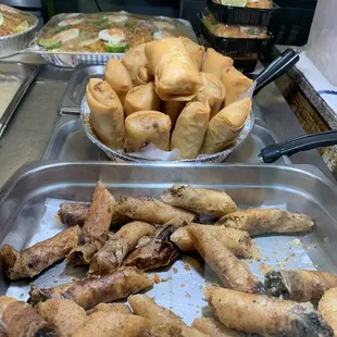 a variety of food items on a table