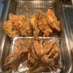 a close up of fried food