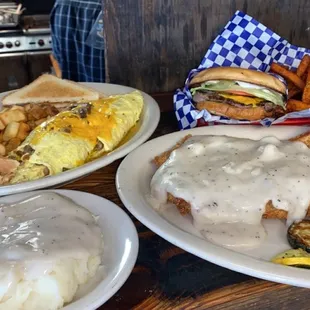 two plates of food on a table