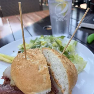 New Yorker on gfree bread with a side Caesar salad