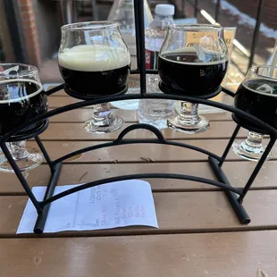 Burro Barn Brown Ale, mountain shadow dry Irish stout, Mocha man Randy savage stout, night bird porter