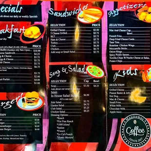 Updated Menu Photos, October 2018