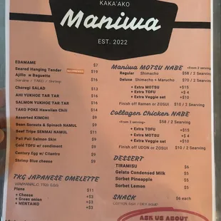 menu