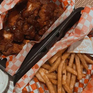 Memphis bbq chicken tenders and fries