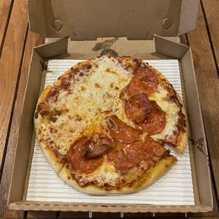 1/2 cheese and 1/2 pepperoni