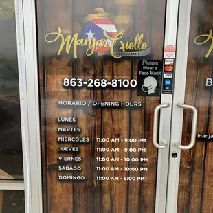Opening Hours.