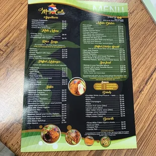English Menu.