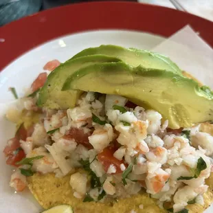 Tostada de Ceviche de Camaron