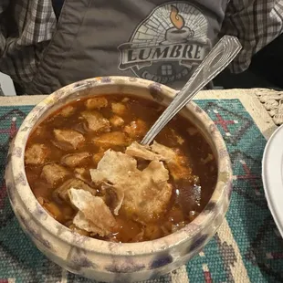 Pozole w blue corn fry bread