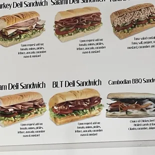 Sandwich menu
