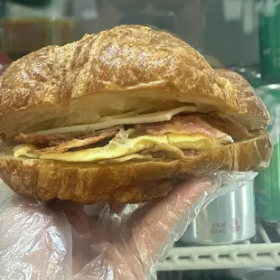 Bacon egg and cheese croissant