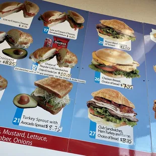 a variety of sandwiches
