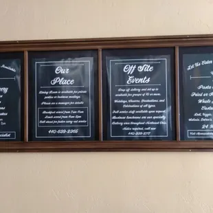 menus on the wall