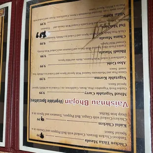 Menu, not sure why it's upside down