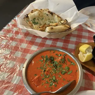 Garlic Naan and Butter Chicken