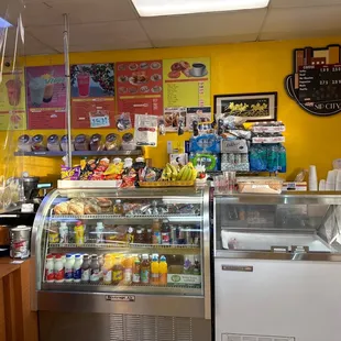 a counter with a variety of items