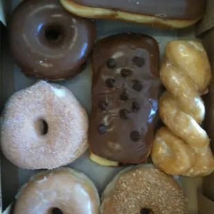 a variety of donuts in a box